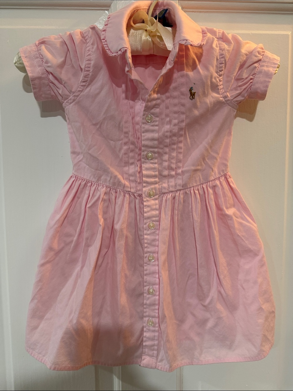 Ralph Lauren Light Pink Cotton Button-Front Shirt Dress